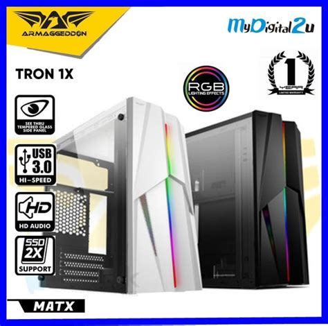 Armageddon Tron X Matx Pc Gaming Case Rgb Light Strip Front Panel