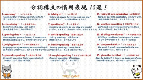 鬼塚英介英語講師） On Twitter 【分詞構文の慣用表現15選！】を図解しました。ちょっと難しい話をすると、分詞構文の主語が書い