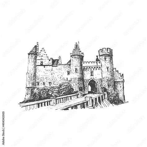 Medieval castle. Vector drawing, sketch Stock Vector | Adobe Stock