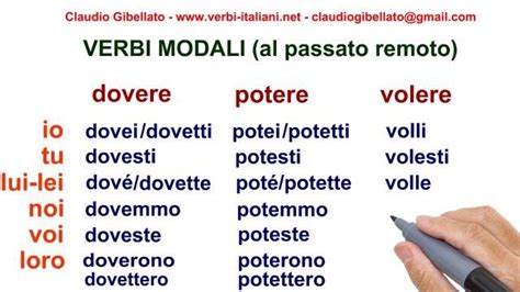 Coniugazione Dei Verbi Modali Al Passato Remoto Learning Italian