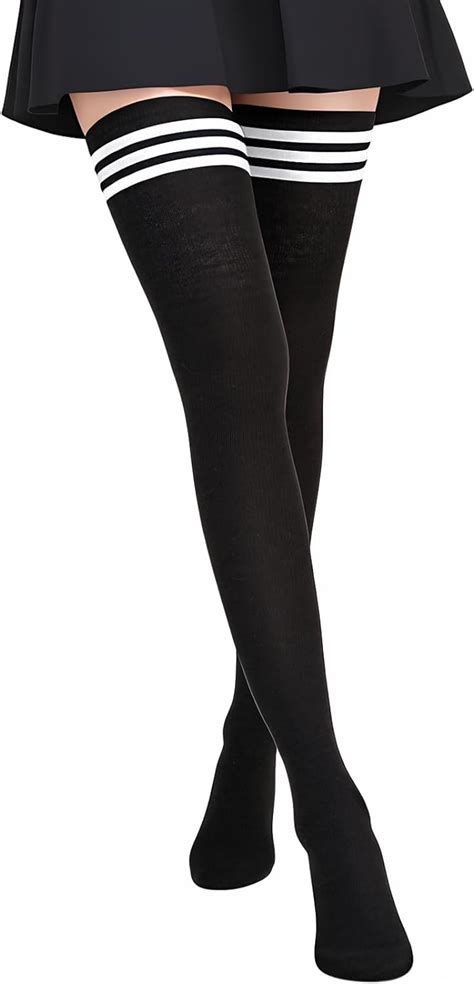 Buauty Stripes Thigh High Socks For Women Extra Long Over The Knee Socks Plus Size Long Socks