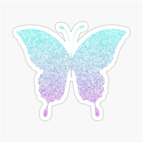 Pastel Blue And Purple Ombre Faux Glitter Butterfly Sticker For Sale By Felicity K Redbubble