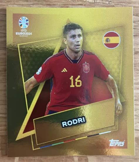 Topps Euro Rare Gold Rodri Parallel Sticker Spa Sp Picclick Uk