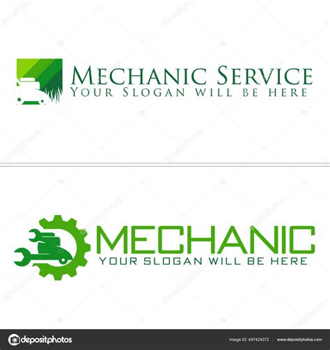 Mechanic Service With Gear And Machine Lawn Mower Logo Stock Vector By