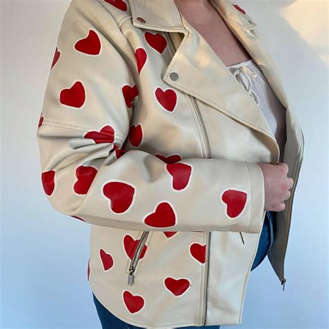 Love Heart Faux Leather Hand Painted Jacket Etsy