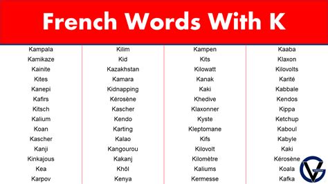 French Words Start With K Grammarvocab