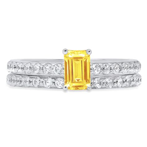 Clara Pucci 18k White Gold 1 325 Simulated Yellow Diamond Engraveable