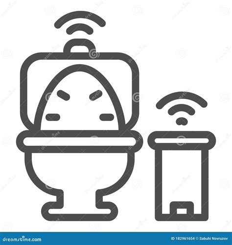 Smart Toilet And Garbage Can Line Icon Smart Home Symbol Remote