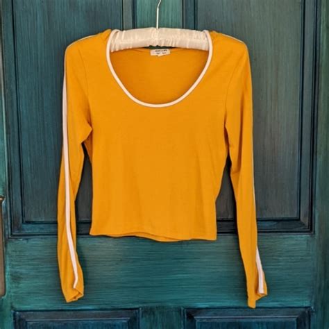 Heart And Hips Tops Adidas Inspired Stripe Mustard Yellow Hooded Top