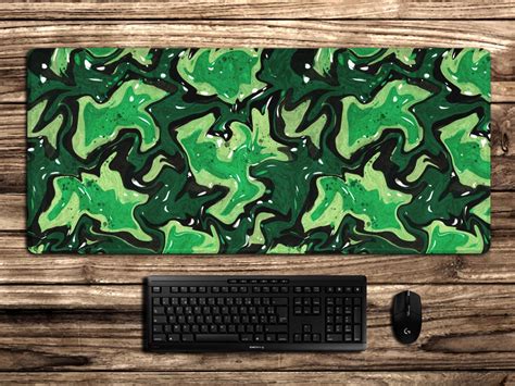 Emerald Green Camo Xxl Mousepad Fluid Abstract Art Mouse Pad Etsy