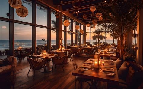 Premium AI Image | The beach club restaurant at the beach