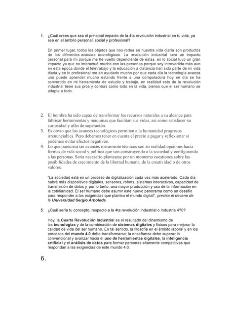 Cuál crees que sea el principal impacto de la 4ta revolución industrial