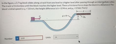 Solved In The Figure A 37kg ﻿block Slides Along A Track