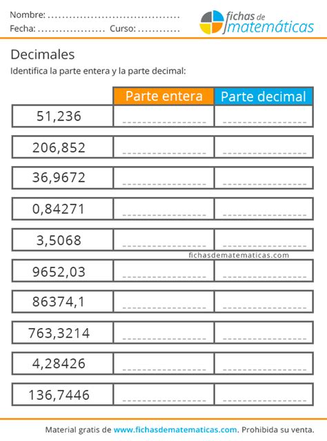 Números Decimales para Primaria GRATIS Descarga PDF