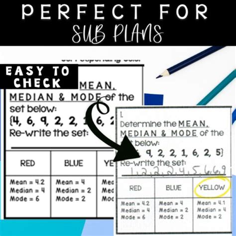 Measures Of Central Tendency Mean Median Mode Printable Color By