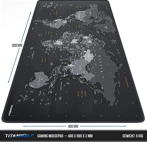 CSL XXL Speed Gaming Muismat Titanwolf Wereldkaart 900 X 400mm XXL