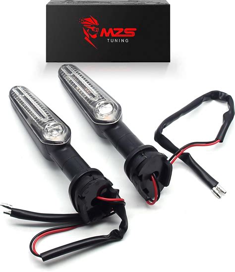 Mzs Motorcycle Turn Signal Lights Led Amber Indicators Front Rear Blinker Running