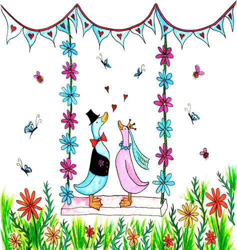 Wedding Ducks Greeting Card Katie Goddard Art