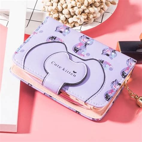 Women Cute Cat Wallet Small Zipper Girl Wallet Brand Designed Pu