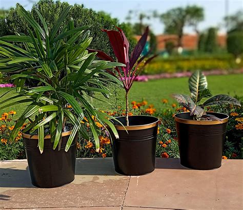 Buy Outdoor Set Of 2 Balcony Patio Plant Pot (Black) at 46% OFF Online ...