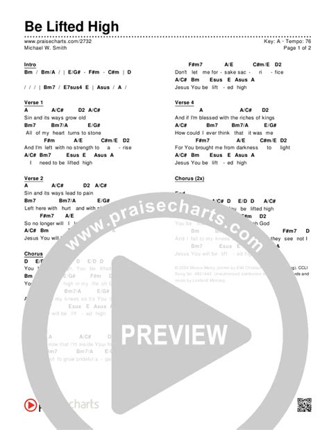 Be Lifted High Chords PDF Michael W Smith PraiseCharts