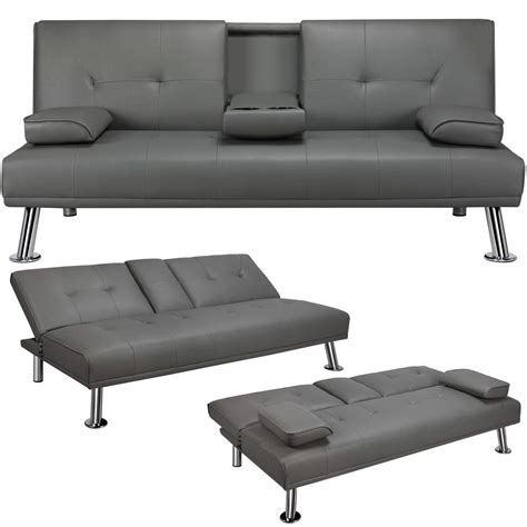 Yaheetech Convertible Sofa Bed Adjustable Couch Sleeper Modern Faux