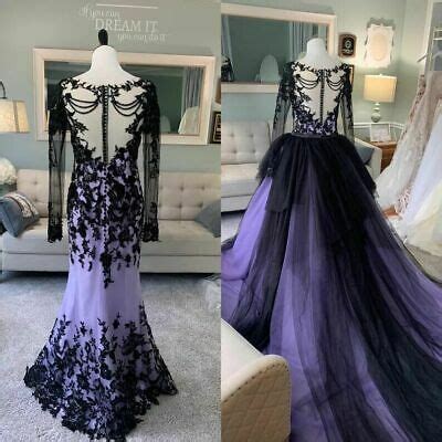 EBay Black And Purple Gothic Wedding Dresses With Removable Skirt 2