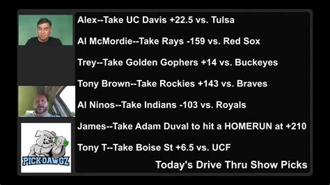 Thursday Live Drive Thru Sports Betting Picks 9 2 21 MLB NFL