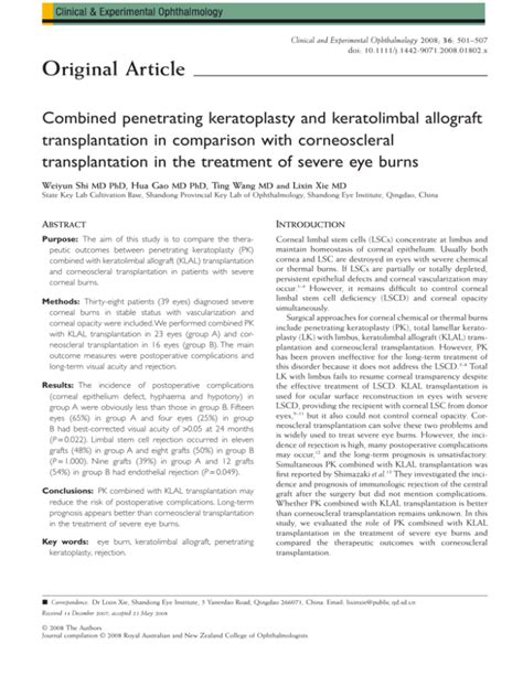 Combined Penetrating Keratoplasty And Keratolimbal Allograft