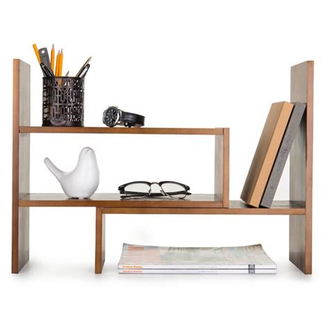 Gracie Oaks Goeltz Wood Adjustable Desktop Bookshelves Desk Organizer