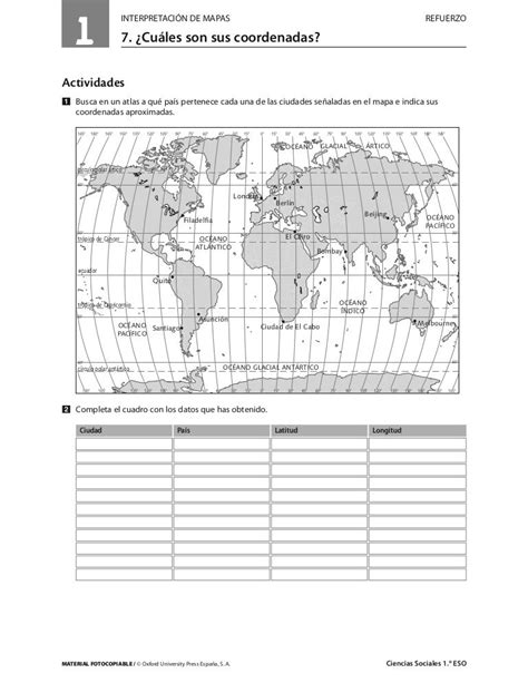 Coordenadas Latitud Y Longitud Geograf A Actividades De Geograf A