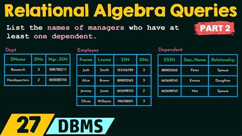 Relational Algebra Queries Part Youtube