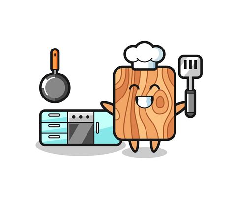plank wood character illustration as a chef is cooking 6776440 Vector