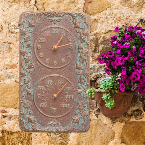 Rustic Clocks And Wildlife Clocks Climbing Ivy Indoor Outdoor Wall Clock And Thermometer In