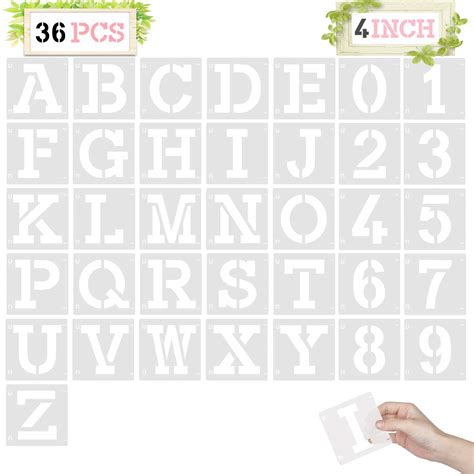 Buy 4 Inch Letter Stencils 36 Pcs Reusable Plastic Art Craft Alphabet Templates With Connection