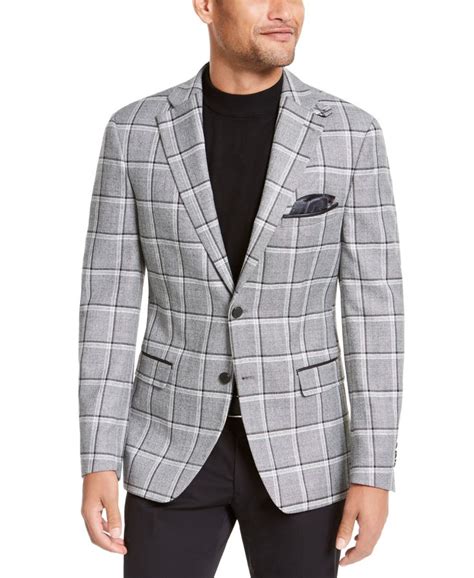 Tallia Mens Slim Fit Plaid Sport Coat Blackwhite Mens Sport Coat Mens Plaid Blazer Slim