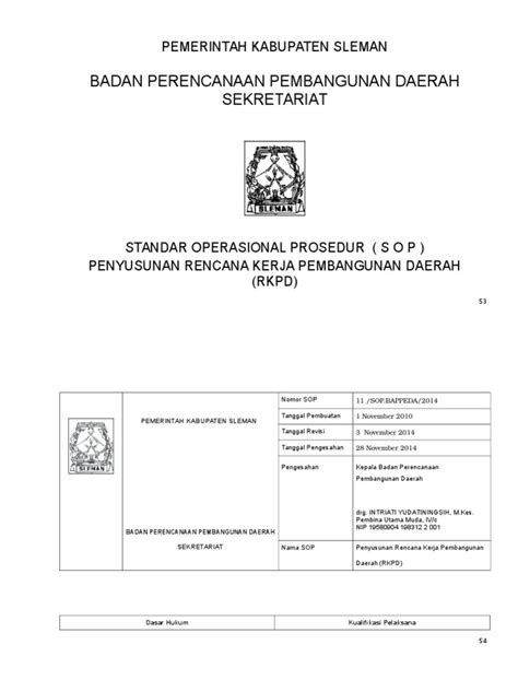 Pdf Identitas Sop Penyusunan Rkpd Dokumen Tips