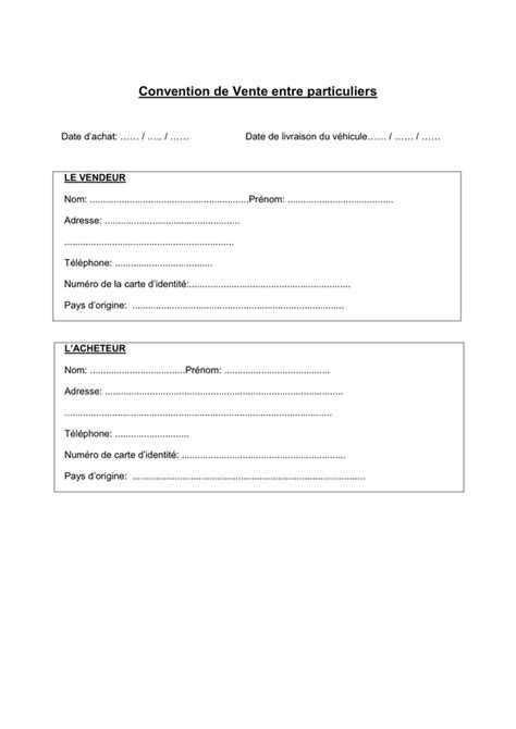 Modelé de convention de vente entre particuliers Belgique DOC PDF