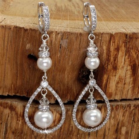 Buy A Hand Crafted Ivory Pearl Drop Earrings Bridal Wedding Teardrop Earrings Swarovski