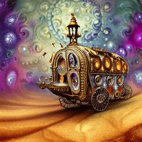 Whimsical Victorian Steampunk Gypsy Wagon · Creative Fabrica