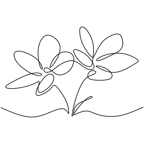 Bellissimo Fiore In Stile Linea Minimal Disegno A Tratteggio Singolo