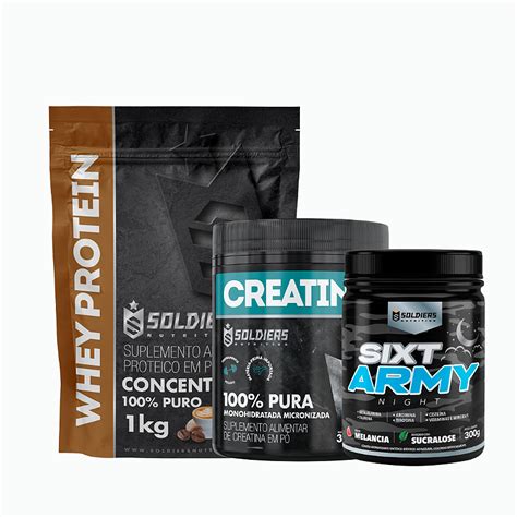 Kit Whey Protein Concentrado 1kg Creatina Monohidratada Pote 300g