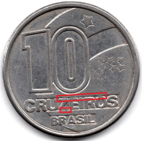 Numis Market 1991 10 Cruzeiros ERRO Cunho Entupido Moeda Brasil