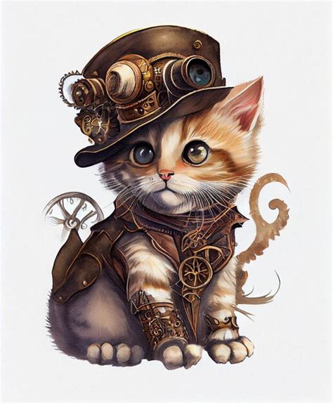 Premium Photo There Is A Cat Wearing A Steam Punk Hat And A Steam