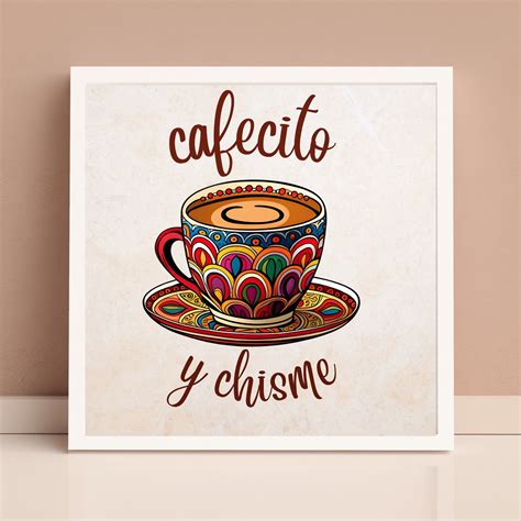 Cafecito y chisme print spanish coffee art print minimalist coffee