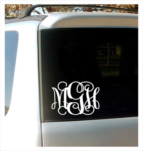 Monogram Car Decal Vine Monogram Decal Car Window Decal Etsy