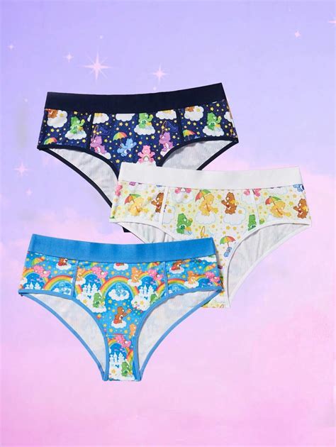 Romwe X Care Bears Plus Size Cartoon Printed Triangle Underwear Set