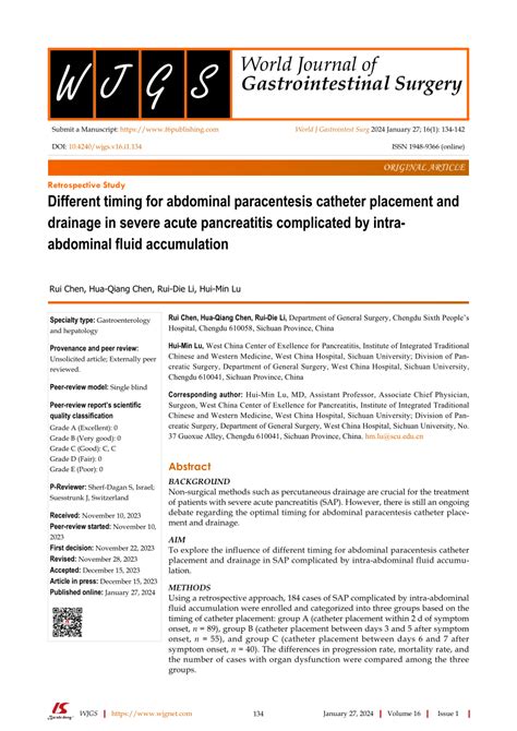 Pdf Different Timing For Abdominal Paracentesis Catheter Placement