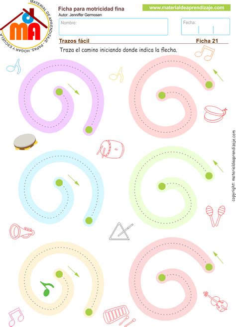 Grafomotricidad Trazos Fácil 21 Material De Aprendizaje Trazos Preescolar Grafomotricidad