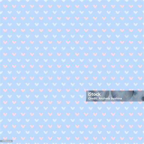 Hand Drawn Vector Blue Pink Hearts Seamless Pattern Romantic Valentines